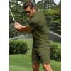 image:imageJMIERR Mens Tracksuits 2 Piece Outfits Casual Sweatsuit Textured 14 Zip Short Sleeve Golf Polo Shirt and Short SetsA Green