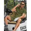 image:imageJMIERR Mens Tracksuits 2 Piece Outfits Casual Sweatsuit Textured 14 Zip Short Sleeve Golf Polo Shirt and Short SetsA Green