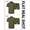 image:imageJMIERR Mens Tracksuits 2 Piece Outfits Casual Sweatsuit Textured 14 Zip Short Sleeve Golf Polo Shirt and Short SetsA Green
