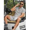 image:imageJMIERR Mens Tracksuits 2 Piece Outfits Casual Sweatsuit Textured 14 Zip Short Sleeve Golf Polo Shirt and Short SetsA Grey