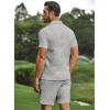 image:imageJMIERR Mens Tracksuits 2 Piece Outfits Casual Sweatsuit Textured 14 Zip Short Sleeve Golf Polo Shirt and Short SetsA Grey