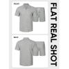 image:imageJMIERR Mens Tracksuits 2 Piece Outfits Casual Sweatsuit Textured 14 Zip Short Sleeve Golf Polo Shirt and Short SetsA Grey