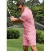 image:imageJMIERR Mens Tracksuits 2 Piece Outfits Casual Sweatsuit Textured 14 Zip Short Sleeve Golf Polo Shirt and Short SetsA Pink