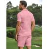 image:imageJMIERR Mens Tracksuits 2 Piece Outfits Casual Sweatsuit Textured 14 Zip Short Sleeve Golf Polo Shirt and Short SetsA Pink