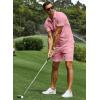 image:imageJMIERR Mens Tracksuits 2 Piece Outfits Casual Sweatsuit Textured 14 Zip Short Sleeve Golf Polo Shirt and Short SetsA Pink