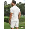 image:imageJMIERR Mens Tracksuits 2 Piece Outfits Casual Sweatsuit Textured 14 Zip Short Sleeve Golf Polo Shirt and Short SetsA White