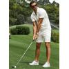 image:imageJMIERR Mens Tracksuits 2 Piece Outfits Casual Sweatsuit Textured 14 Zip Short Sleeve Golf Polo Shirt and Short SetsA White