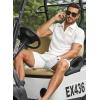 image:imageJMIERR Mens Tracksuits 2 Piece Outfits Casual Sweatsuit Textured 14 Zip Short Sleeve Golf Polo Shirt and Short SetsA White