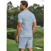 image:imageJMIERR Mens Tracksuits 2 Piece Outfits Casual Sweatsuit Textured 14 Zip Short Sleeve Golf Polo Shirt and Short SetsBeau Blue