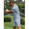 image:imageJMIERR Mens Tracksuits 2 Piece Outfits Casual Sweatsuit Textured 14 Zip Short Sleeve Golf Polo Shirt and Short SetsBeau Blue