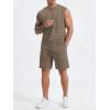 image:imageJMIERR Mens Vintage Acid Wash Two Piece Set Cotton Sleeveless Tank Top and ShortsBeige