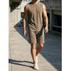 image:imageJMIERR Mens Vintage Acid Wash Two Piece Set Cotton Sleeveless Tank Top and ShortsBeige