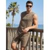 image:imageJMIERR Mens Vintage Acid Wash Two Piece Set Cotton Sleeveless Tank Top and ShortsBeige