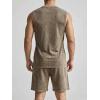 image:imageJMIERR Mens Vintage Acid Wash Two Piece Set Cotton Sleeveless Tank Top and ShortsBeige