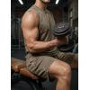 image:imageJMIERR Mens Vintage Acid Wash Two Piece Set Cotton Sleeveless Tank Top and ShortsBeige