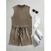 image:imageJMIERR Mens Vintage Acid Wash Two Piece Set Cotton Sleeveless Tank Top and ShortsBeige