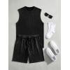 image:imageJMIERR Mens Vintage Acid Wash Two Piece Set Cotton Sleeveless Tank Top and ShortsBlack