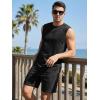 image:imageJMIERR Mens Vintage Acid Wash Two Piece Set Cotton Sleeveless Tank Top and ShortsBlack