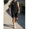 image:imageJMIERR Mens Vintage Acid Wash Two Piece Set Cotton Sleeveless Tank Top and ShortsBlack