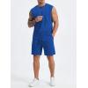 image:imageJMIERR Mens Vintage Acid Wash Two Piece Set Cotton Sleeveless Tank Top and ShortsBlue