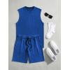 image:imageJMIERR Mens Vintage Acid Wash Two Piece Set Cotton Sleeveless Tank Top and ShortsBlue