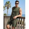 image:imageJMIERR Mens Vintage Acid Wash Two Piece Set Cotton Sleeveless Tank Top and ShortsGreen