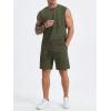 image:imageJMIERR Mens Vintage Acid Wash Two Piece Set Cotton Sleeveless Tank Top and ShortsGreen