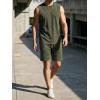 image:imageJMIERR Mens Vintage Acid Wash Two Piece Set Cotton Sleeveless Tank Top and ShortsGreen