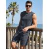 image:imageJMIERR Mens Vintage Acid Wash Two Piece Set Cotton Sleeveless Tank Top and ShortsGrey