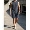 image:imageJMIERR Mens Vintage Acid Wash Two Piece Set Cotton Sleeveless Tank Top and ShortsGrey