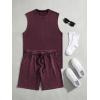 image:imageJMIERR Mens Vintage Acid Wash Two Piece Set Cotton Sleeveless Tank Top and ShortsRed