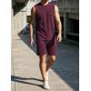 image:imageJMIERR Mens Vintage Acid Wash Two Piece Set Cotton Sleeveless Tank Top and ShortsRed