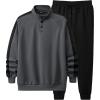image:imageJMIERR Mens 2 Piece Casual Outfits Quarter Button Lightweight Sweatshirt Tracksuit amp Joggers Sweatpants Sweatsuit SetMedium Grey