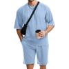 image:imageJMIERR Mens Casual Oversized Short Sets 2 Piece Summer Outfits Raglan Sleeve Tshirts amp Shorts TracksuitBaby Blue