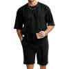image:imageJMIERR Mens Casual Oversized Short Sets 2 Piece Summer Outfits Raglan Sleeve Tshirts amp Shorts TracksuitBlack