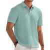 image:imageJMIERR Mens Casual Polo Shirt Summer Short Sleeve Vacation Button Beach Knit Stretchy Golf ShirtsP Green 4