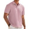 image:imageJMIERR Mens Casual Polo Shirt Summer Short Sleeve Vacation Button Beach Knit Stretchy Golf ShirtsPink