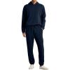image:imageJMIERR Mens Textured Track Suits 2 Piece Set with Hoodie Sweatshirt and Sweatpants 2025 Casual Sweatsuit Set Airport OutfitsA Navy Blue