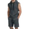 image:imageJMIERR Mens Track Suits 2 Piece Set Casual Sleeveless Hoodie Tank Top and Shorts Acid Wash Cotton Gym SweatsuitsMedium Grey