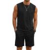 image:imageJMIERR Mens Vintage Acid Wash Two Piece Set Cotton Sleeveless Tank Top and ShortsBlack