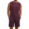 image:imageJMIERR Mens Vintage Acid Wash Two Piece Set Cotton Sleeveless Tank Top and ShortsRed