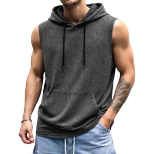 image:imageJMIERR Mens 2026 Vintage Washed Sleeveless Hoodie Tank Top Cotton Muscle Workout Gym Streetwear ShirtBlue 3