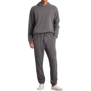 image:imageJMIERR Mens Textured Track Suits 2 Piece Set with Hoodie Sweatshirt and Sweatpants 2025 Casual Sweatsuit Set Airport OutfitsA Grey