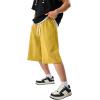 image:imageJMIERR 2026 Mens Baggy Sweat Shorts Lightweight Under Knee Casual Raw Hem Drawstring Y2K Shorts Loose Fit Gym ShortsYellow