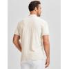 image:imageJMIERR Mens Casual Polo Shirt Knitted Textured Short Sleeve Stretch Golf Shirt Summer Vacation Beach Collared ShirtsApricot