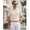 image:imageJMIERR Mens Casual Polo Shirt Knitted Textured Short Sleeve Stretch Golf Shirt Summer Vacation Beach Collared ShirtsApricot