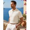 image:imageJMIERR Mens Casual Polo Shirt Knitted Textured Short Sleeve Stretch Golf Shirt Summer Vacation Beach Collared ShirtsApricot