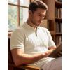 image:imageJMIERR Mens Casual Polo Shirt Knitted Textured Short Sleeve Stretch Golf Shirt Summer Vacation Beach Collared ShirtsApricot