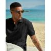 image:imageJMIERR Mens Casual Polo Shirt Knitted Textured Short Sleeve Stretch Golf Shirt Summer Vacation Beach Collared ShirtsBlack