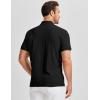 image:imageJMIERR Mens Casual Polo Shirt Knitted Textured Short Sleeve Stretch Golf Shirt Summer Vacation Beach Collared ShirtsBlack